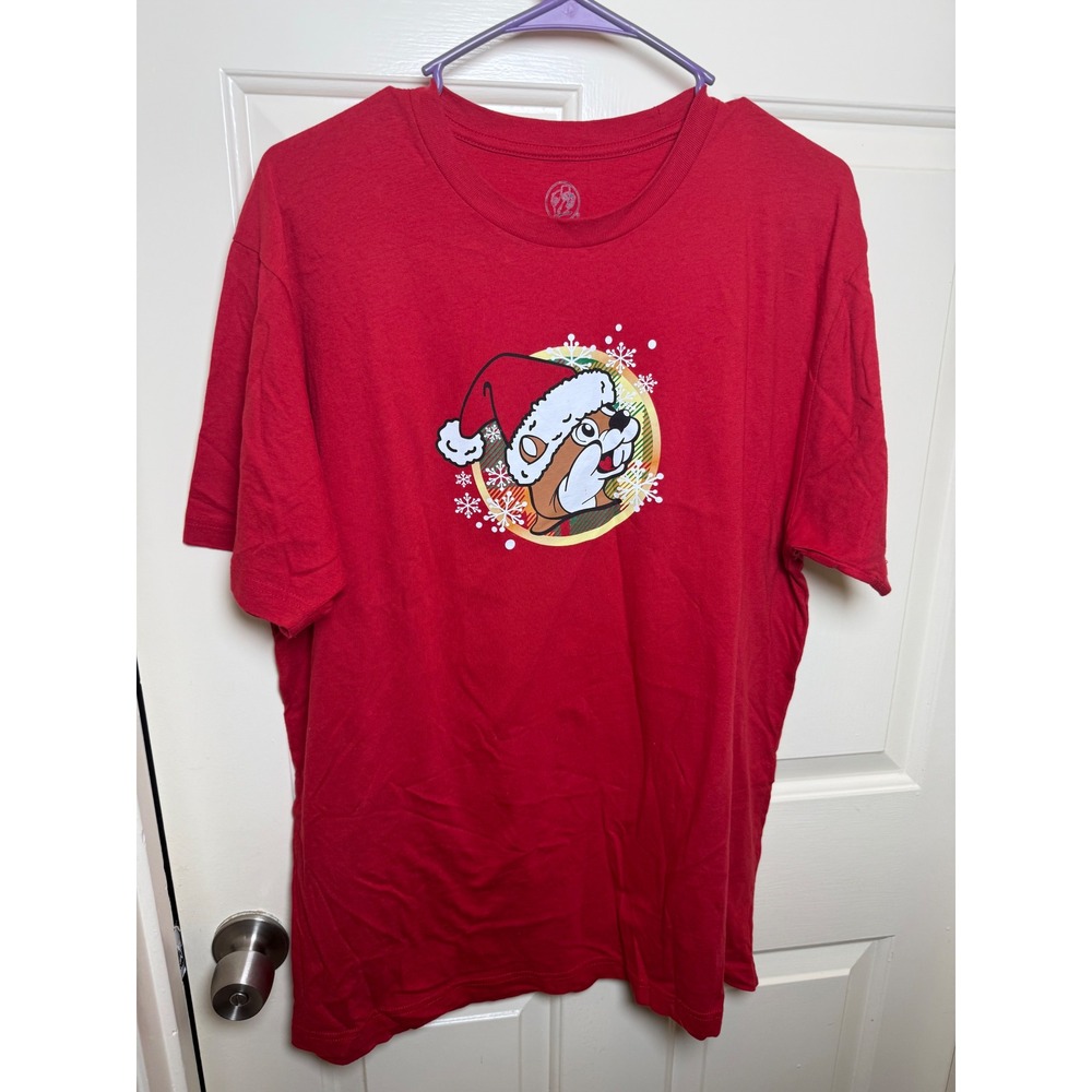 Buc-ees Christmas 2023 Red Graphic T-Shirt Mens Large Gingerbread Snow Globe